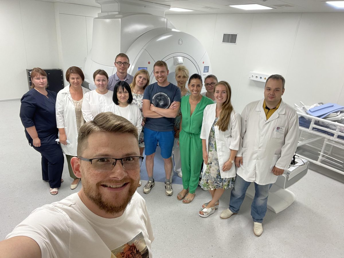Clinical team after MRI application work at a Minsk surgery and transplant centre