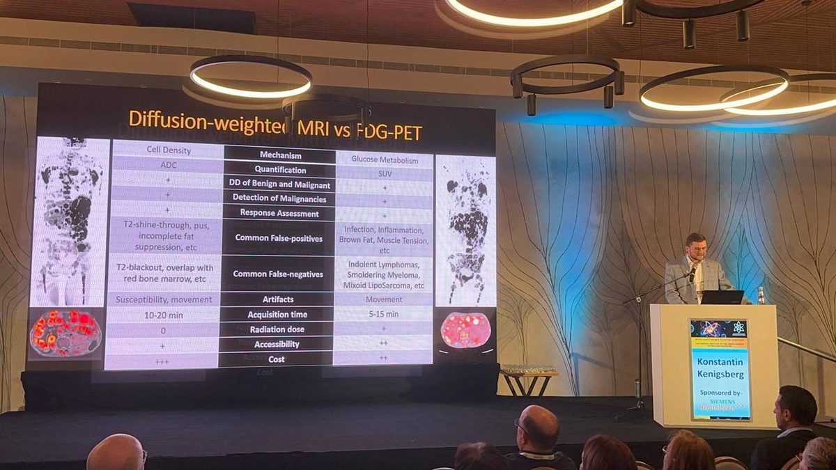 Presentation comparing diffusion-weighted MRI and FDG PET